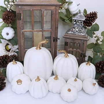 Elegant White Artificial Pumpkins for Fall Decor