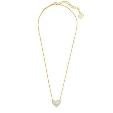 Kendra Scott Ari Heart Pendant Necklace for Women, Fashion Jewelry, 14k Gold-Plated, Dichroic Glass