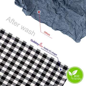 GuildreyTex Gingham Table Runner, Machine Washable, Non-Wrinkle, Fashions Farmhouse Living Black & White Checker Home Decorative, 14 X 72 Inch