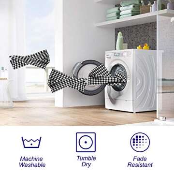 GuildreyTex Gingham Table Runner, Machine Washable, Non-Wrinkle, Fashions Farmhouse Living Black & White Checker Home Decorative, 14 X 72 Inch