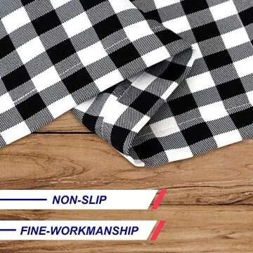 GuildreyTex Gingham Table Runner, Machine Washable, Non-Wrinkle, Fashions Farmhouse Living Black & White Checker Home Decorative, 14 X 72 Inch