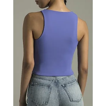 Colorfulkoala Women's Double Lined Yoga Tank Top - Lavender Blue