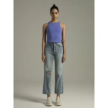 Colorfulkoala Women's Double Lined Yoga Tank Top - Lavender Blue