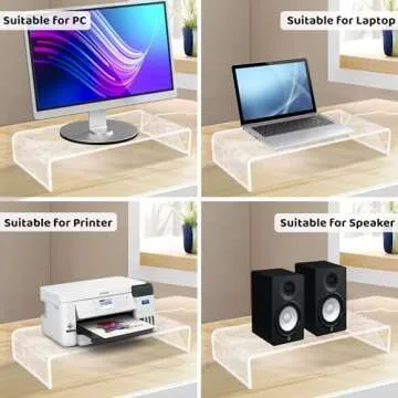 CoolGift Mart Light Up Monitor Stand Riser, Acrylic Computer Stand with PCB Pattern Blue Pink LED Lights for Desktop Laptop, Gifts for Boys Girls Gamers