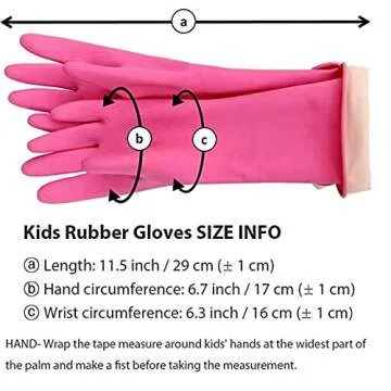 HOMSSEM Kids Waterproof Household Natural Rubber Latex Cleaning Wash Gloves (Pink+Ivory 2Pack)