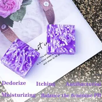 2 PCS Yoni Soap Bars for Women, 100% Handmade Natural Yoni Bar PH Balanced & V Cleansing Bar Soap for Women, Natural Soap Bar with Bubble Foam Net, Yoni Wash Away Odor 3.53oz/100g (purple)