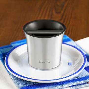 Breville BCB100 Knock Box, Die-cast Espresso Machine Accessory, One Size, Brushed Stainless Steel