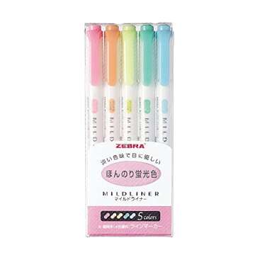 ZEBRA MILD LINER Double Sided Highlighter Set 5 Colors