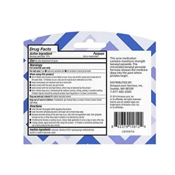 Amazon Brand - Solimo 10% Benzoyl Peroxide Acne Medication, Maximum Strength, Dermatologist Tested, 1 Fluid Ounce (Pack of 4)