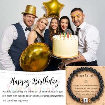 Inspiring Birthday Cross Bracelet for Men with Gift Card