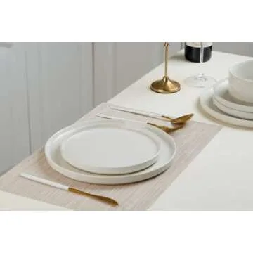 famiware Nebula 6 Pieces Dinner Plates, 10.2 inch Plates Set, Scratch Resistant, Stoneware Dinnerware, Kitchen Modern Rustic Dishes, White