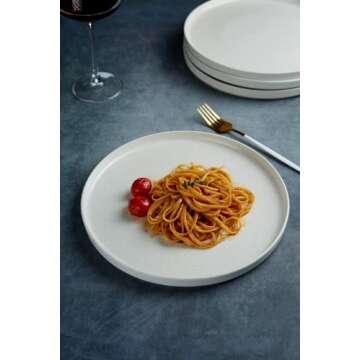 famiware Nebula 6 Pieces Dinner Plates, 10.2 inch Plates Set, Scratch Resistant, Stoneware Dinnerware, Kitchen Modern Rustic Dishes, White
