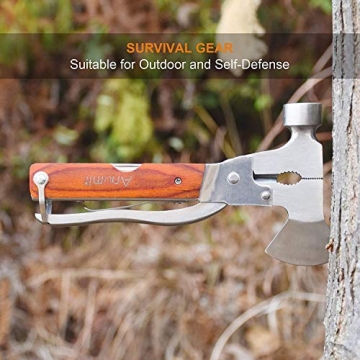 Camping Multitool, Anumit 16 in 1 Survival Gear kit for Hiking Fishing Outdoor, Creative & Cool Gifts for Men Women, Stainless Steel Car Tool with Hammer Axe Knife Bottle Opener Screwdriver etc