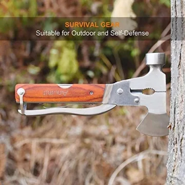 Camping Multitool, Anumit 16 in 1 Survival Gear kit for Hiking Fishing Outdoor, Creative & Cool Gifts for Men Women, Stainless Steel Car Tool with Hammer Axe Knife Bottle Opener Screwdriver etc