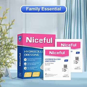 Niceful 20 Packs Hydrocolloid Bandages 2x2, HSA FSA Eligible Hydrocolloid Dressing, Small Hydrocolloid Gel Bandages for Wounds, Wound Healing Bed Sore Bandages