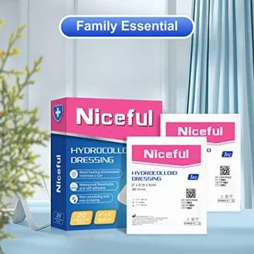Niceful 20 Packs Hydrocolloid Bandages 2x2, HSA FSA Eligible Hydrocolloid Dressing, Small Hydrocolloid Gel Bandages for Wounds, Wound Healing Bed Sore Bandages