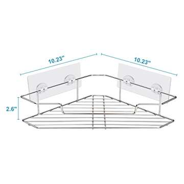 AmazerBath Corner Shower Caddy with Hooks, Adhesive Shower Shelf Stainless Steel, Shower Organizer Wall Mounted for Bathroom, Kitchen, Toilet, Chrome, 2 Pack