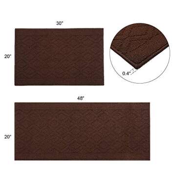 COSY HOMEER Anti-Slip Kitchen Rug Mats - 2 Soft Washable Pieces (48x20 & 30x20 Inch)