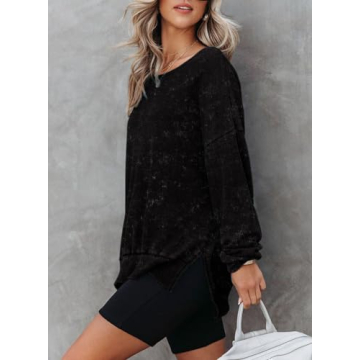 Oversized Waffle Knit Sweatshirt for Women - Dokotoo