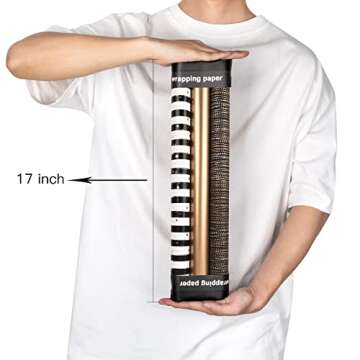 MAYPLUSS Gift Wrapping Paper Roll - 17In x 120In Per Roll - Luxury Black and Gold Stripe Anniversary Present Gift Wrap Paper for Men Birthday, Christmas, Wedding, Graduation, Father's Day and Party