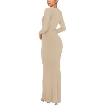 Elegant REORIA Women's Casual Long Sleeve Maxi Dress