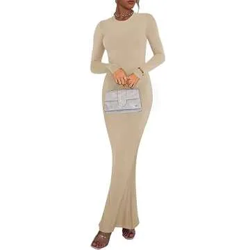 Elegant REORIA Women's Casual Long Sleeve Maxi Dress