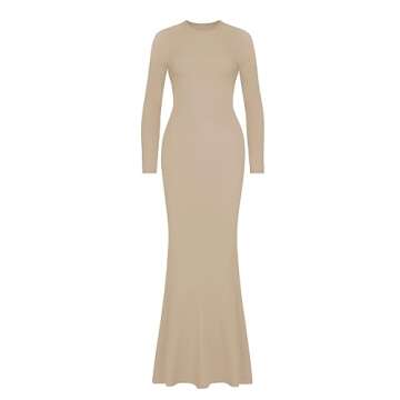 Elegant REORIA Women's Casual Long Sleeve Maxi Dress