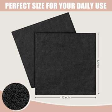 Kitinjoy 12 Pack Microfiber Cleaning Cloth(12 x 12 Inches, Black), Ultra Soft and Absorbent Cleaning...