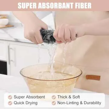 Kitinjoy 12 Pack Microfiber Cleaning Cloth(12 x 12 Inches, Black), Ultra Soft and Absorbent Cleaning Rags, Reusable and Non-Linting dust Removal Cleaning Cloths for Car, House, Kitchen