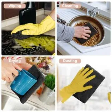 Kitinjoy 12 Pack Microfiber Cleaning Cloth(12 x 12 Inches, Black), Ultra Soft and Absorbent Cleaning Rags, Reusable and Non-Linting dust Removal Cleaning Cloths for Car, House, Kitchen