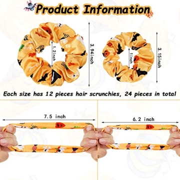 Halloween Scrunchies Pumpkin Hair Ties for Women and Girls