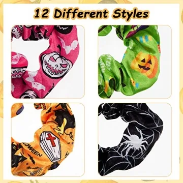 Halloween Scrunchies Pumpkin Hair Ties for Women and Girls