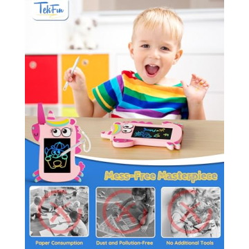 TEKFUN NanoDoodle Gifts for Girls, 4.5in Doodle Board Portable Travel Car Toys Drawing Tablet for Girl, Unicorn Christmas Birthday Girl Toys for Ages 3 4 5 6 7 8 9