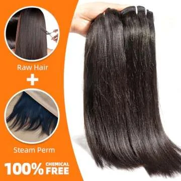 Last 5 Years Raw Light Yaki Straight Relaxed Straight Human Hair 3 Bundles Natrual Coarse Yaki Kinky Straight One Donor Virgin Hair Weave For Black Women (14" 16" 18")