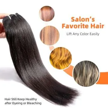 Last 5 Years Raw Light Yaki Straight Relaxed Straight Human Hair 3 Bundles Natrual Coarse Yaki Kinky Straight One Donor Virgin Hair Weave For Black Women (14" 16" 18")