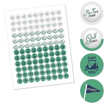Big Dot of Happiness Par-Tee Time - Golf - Birthday or Retirement Party Round Candy Sticker Favors -...