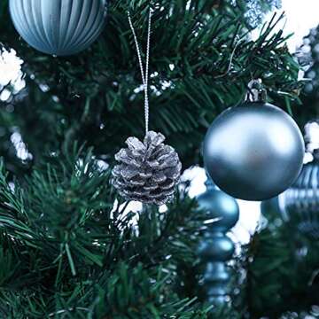 Sunnyglade 60ct Blue Christmas Tree Ball Ornaments Set Shatterproof Christmas Bling-Bling Hanging De...