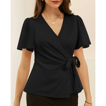 GRACE KARIN V Neck Wrap Slim Fit Top for Women
