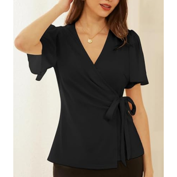 GRACE KARIN V Neck Wrap Slim Fit Top for Women