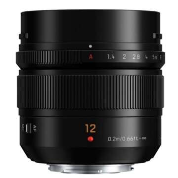Panasonic LUMIX G Leica DG SUMMILUX Lens, 12mm, F1.4 ASPH., Wide Angle, Professional Mirrorless Micro Four Thirds, H-X012 (USA Black)