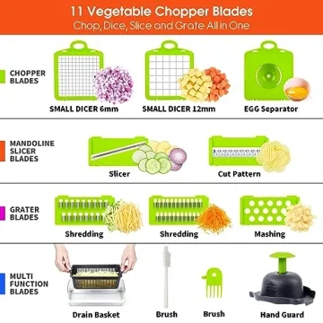 12-in-1 Multifunctional Vegetable Chopper with 8 Blades