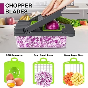 12-in-1 Multifunctional Vegetable Chopper with 8 Blades