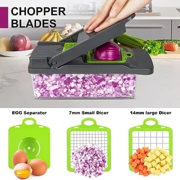 12-in-1 Multifunctional Vegetable Chopper with 8 Blades