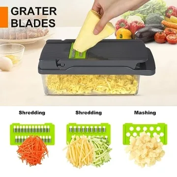 12-in-1 Multifunctional Vegetable Chopper with 8 Blades