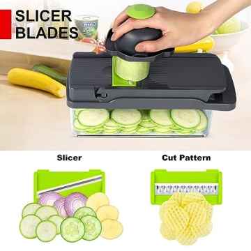 12-in-1 Multifunctional Vegetable Chopper with 8 Blades