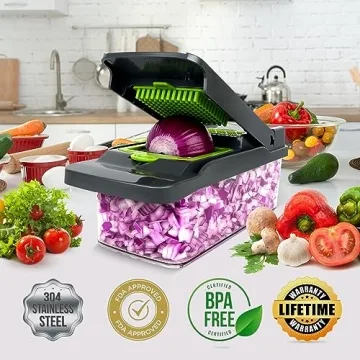 12-in-1 Multifunctional Vegetable Chopper with 8 Blades