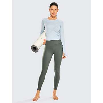 CRZ YOGA Womens Naked Feeling Workout 7/8 Yoga Leggings - 25 Inches High Waist Tight Pants Grey Sage Small