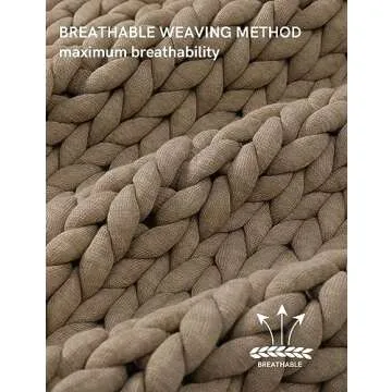 YnM Chunky Throw Blanket, Medium-Weight, Hand Knitted, Skin Friendly, Ventilated and Breathable, Machine Washable, Home Décor Piece for Couch, Sofa and Bed (Beige, 50x70 Inch)