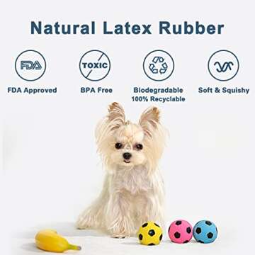 Pawnana Squeaky Dog Ball - Soft Latex Rubber Squeaky Dog Toys for Small Puppies and Medium Dogs - Bounce Dog Squeak Toys Play Fetch Soccer Ball