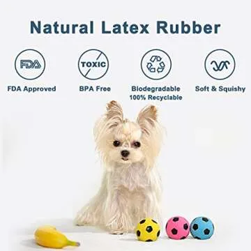 Pawnana Squeaky Dog Ball - Soft Latex Rubber Squeaky Dog Toys for Small Puppies and Medium Dogs - Bounce Dog Squeak Toys Play Fetch Soccer Ball